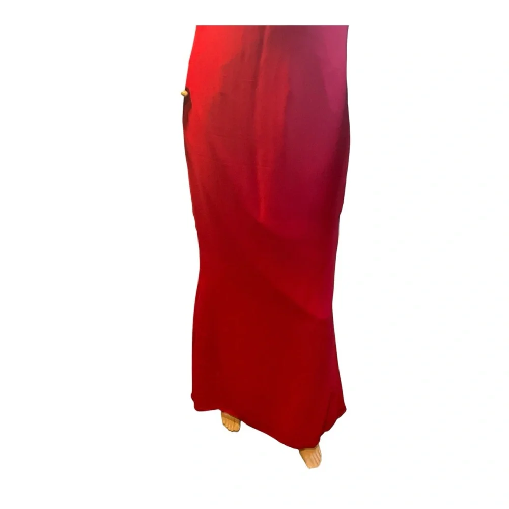 Women’s  Red Maxi Beaded  Open Low  Back Long Dress Size Small - Picture 3 of 10